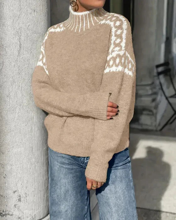 Aoife Evans | Cozy Patterned Turtleneck Sweater