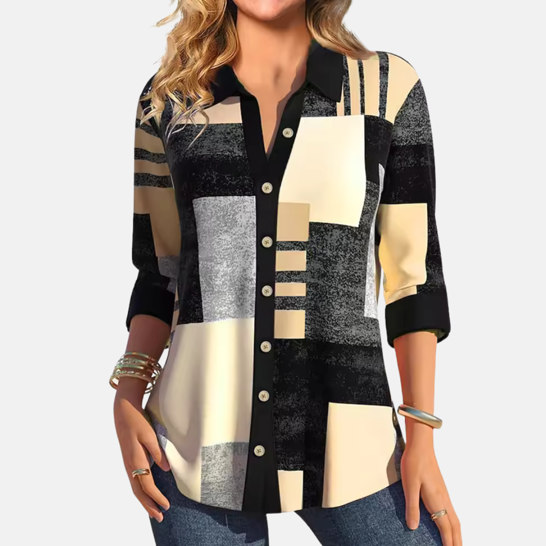 Briony Marlow | Geometric Print Button-Front Blouse