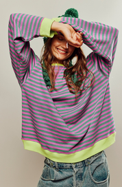 Isla Wilson | Striped Round-Neck Pullover