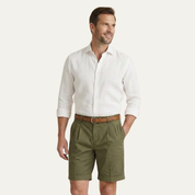 Reginald Ashford | Short chino habillé à plis couleur pierre