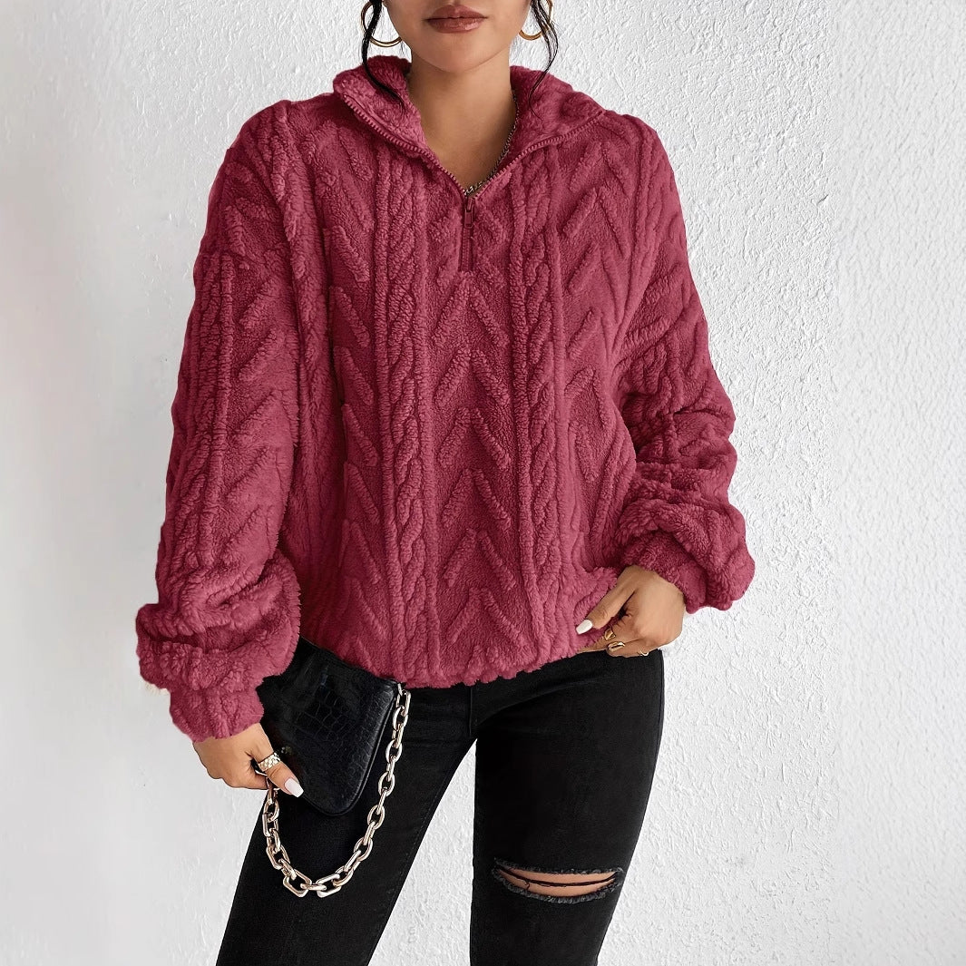 Rosie Kerr | Cable Knit Fleece Half-Zip Pullover