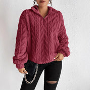 Rosie Kerr | Cable Knit Fleece Half-Zip Pullover