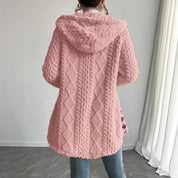 Henrietta Marsh | Manteau cardigan en teddy à capuche et boutonné