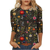Rosie Evans | 3D Floral Print Round Neck T-Shirt