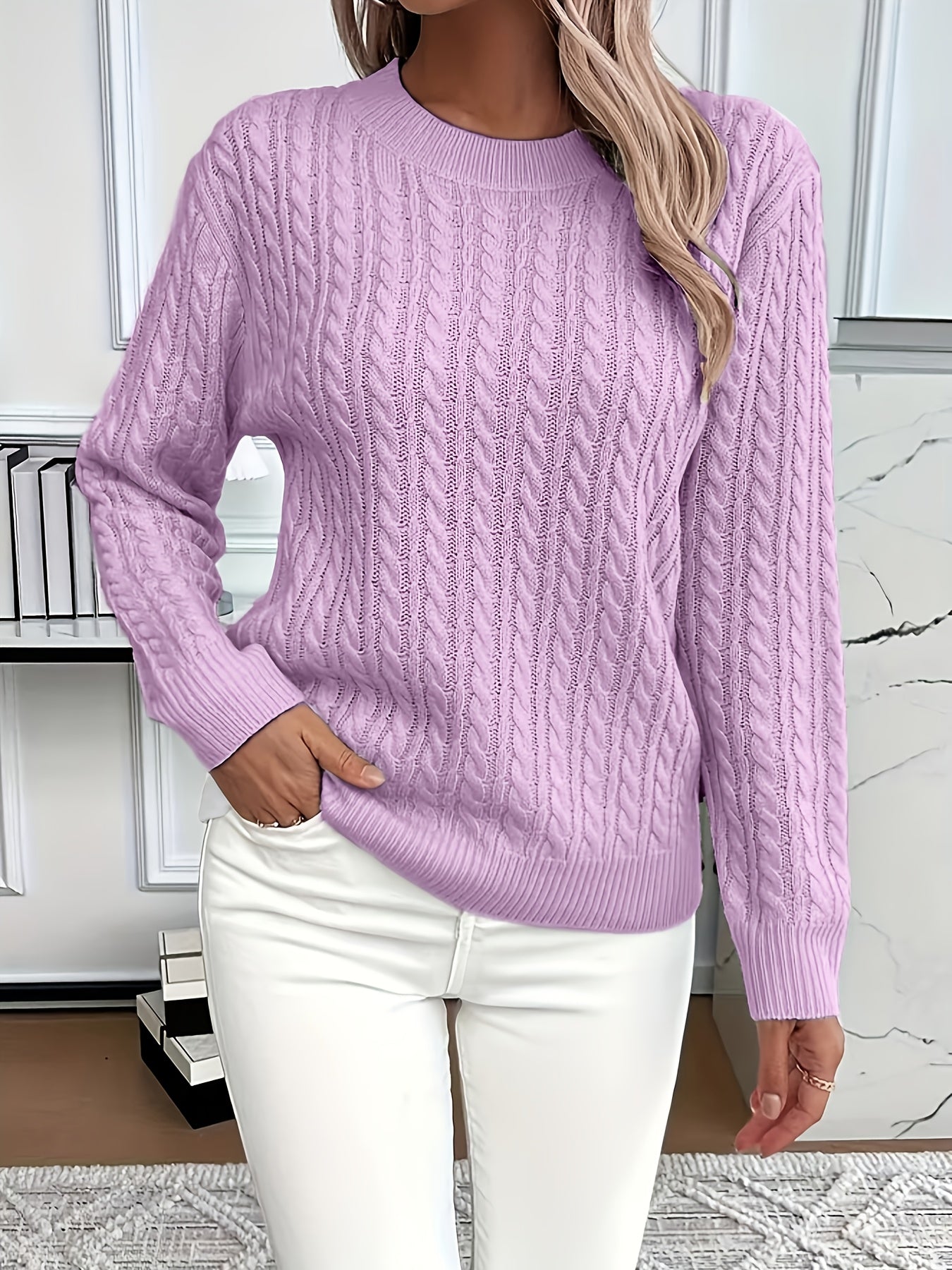 Louisa Bramley | Cable-Knit Round Neck Sweater