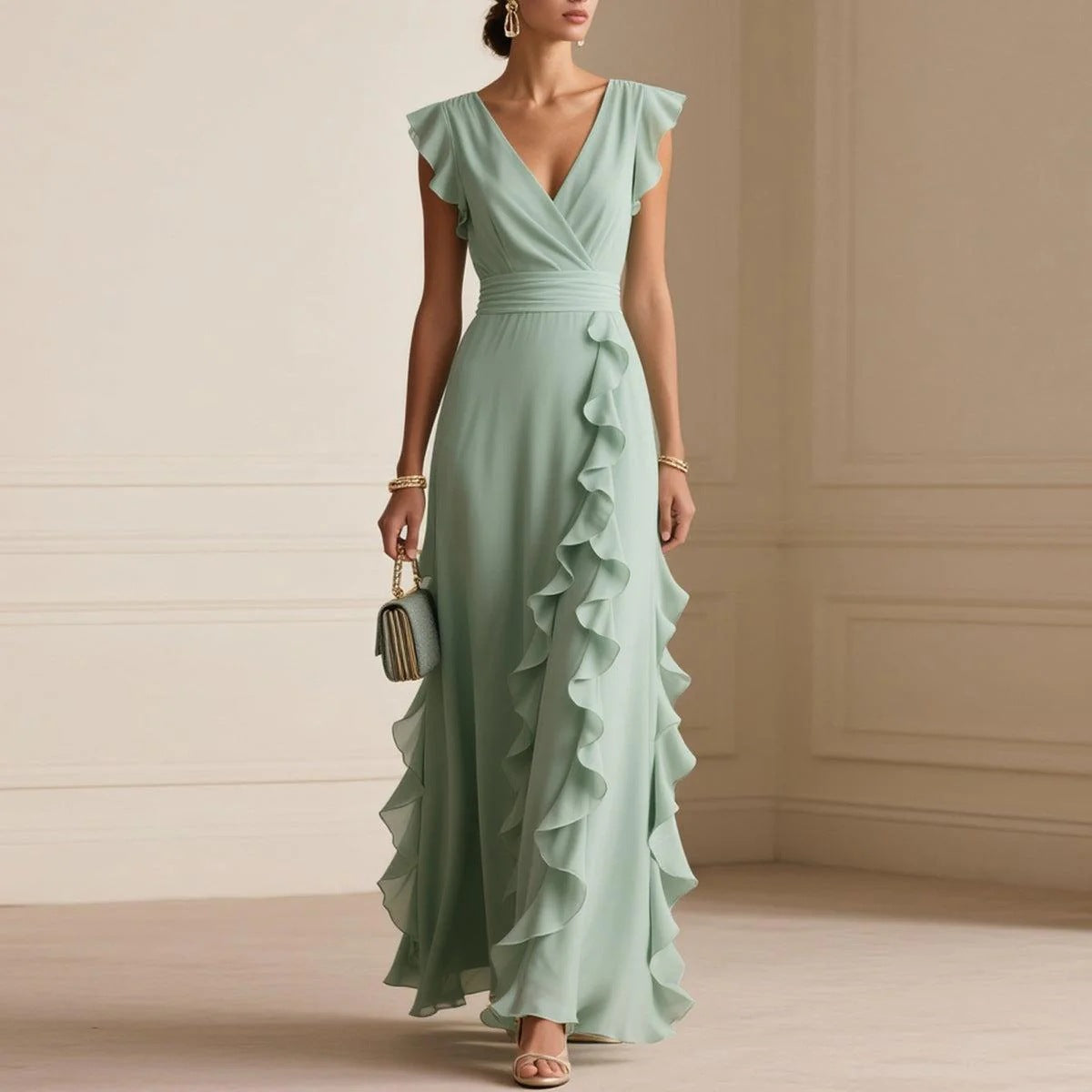 Emilia Whitmore | Elegant Ruffle Maxi Dress For Women