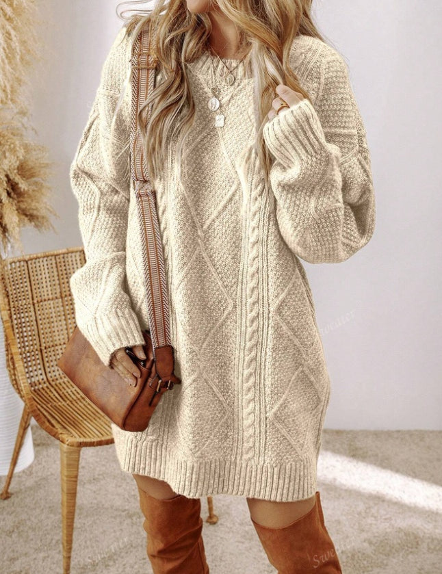 Olivia Walker | Robe pull en maille torsadée