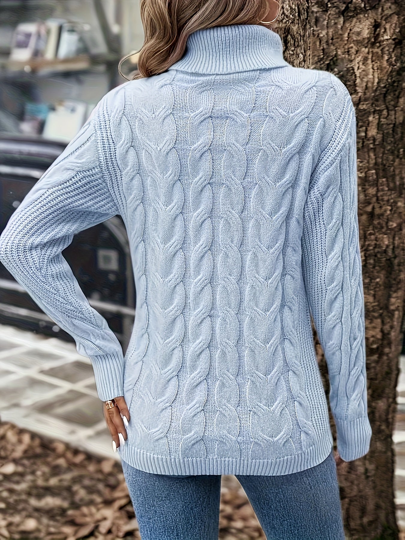 Freya Clarke | Cozy Cable-Knit Turtleneck Sweater