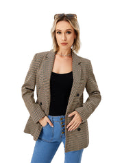 Charlotte Bennett | Houndstooth Work Jacket With Double-Breasted Lapel