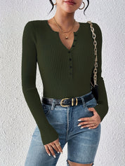 Phoebe Walker | Pink Ribbed Knit Button-Front Sweater