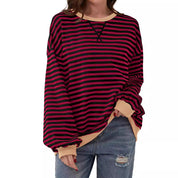Millicent Turner | Striped Oversized Round Neck Sweatshirt