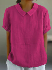 Charlotte Monroe | Casual Linen Collar Blouse For Women
