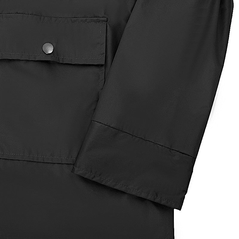 Grace Harrison | Hooded Drawstring Raincoat in Black, Khaki & Navy