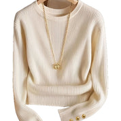 Imogen Clarke | Ribbed Knit Button-Cuff Sweater