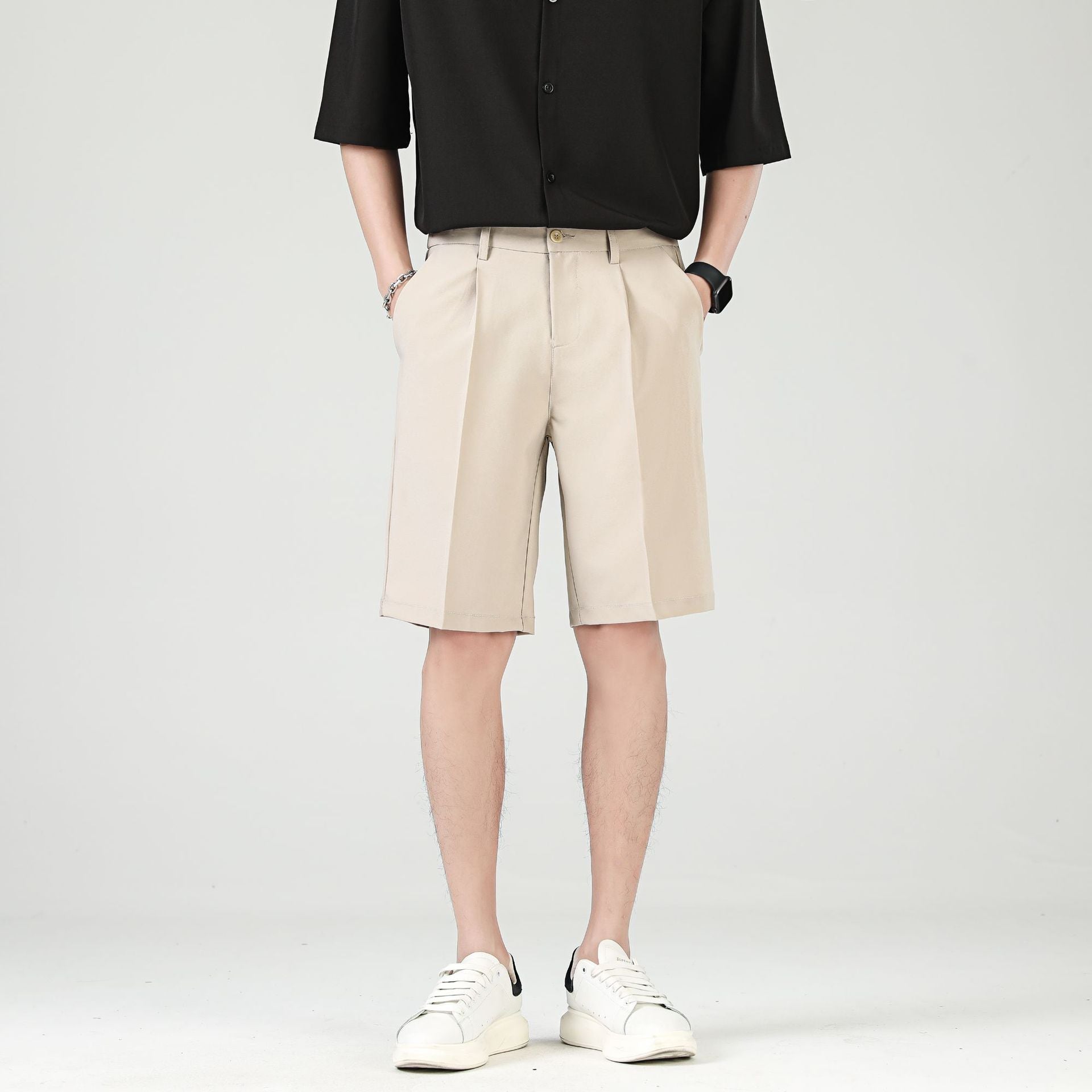 Rupert Blackwood | Black Tailored Pleated Smart Shorts