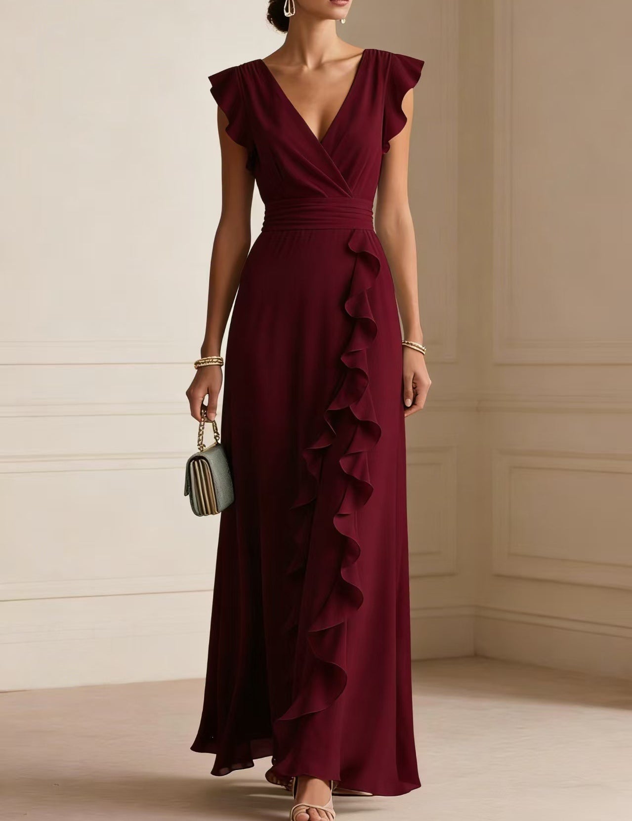 Emilia Whitmore | Elegant Ruffle Maxi Dress For Women