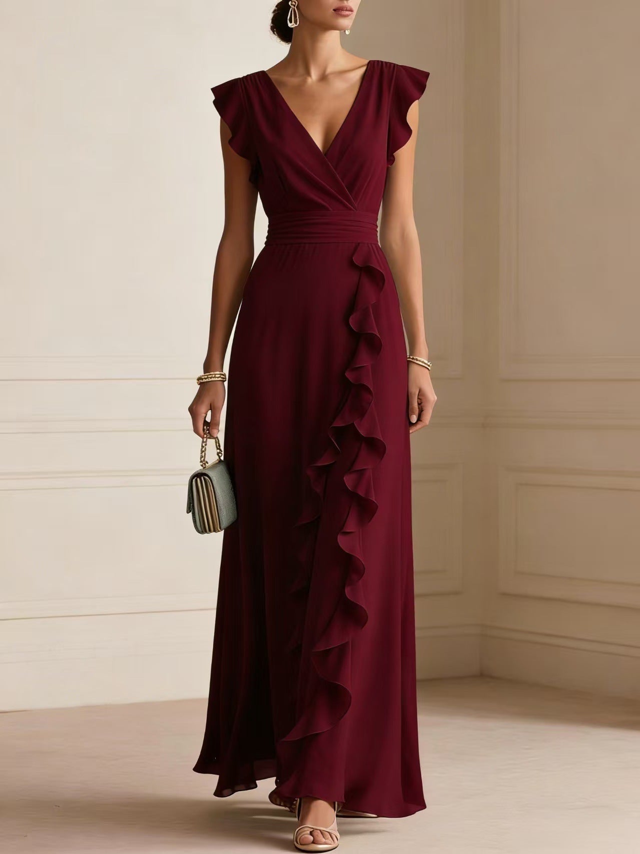Emilia Whitmore | Robe longue élégante à volants pour femme