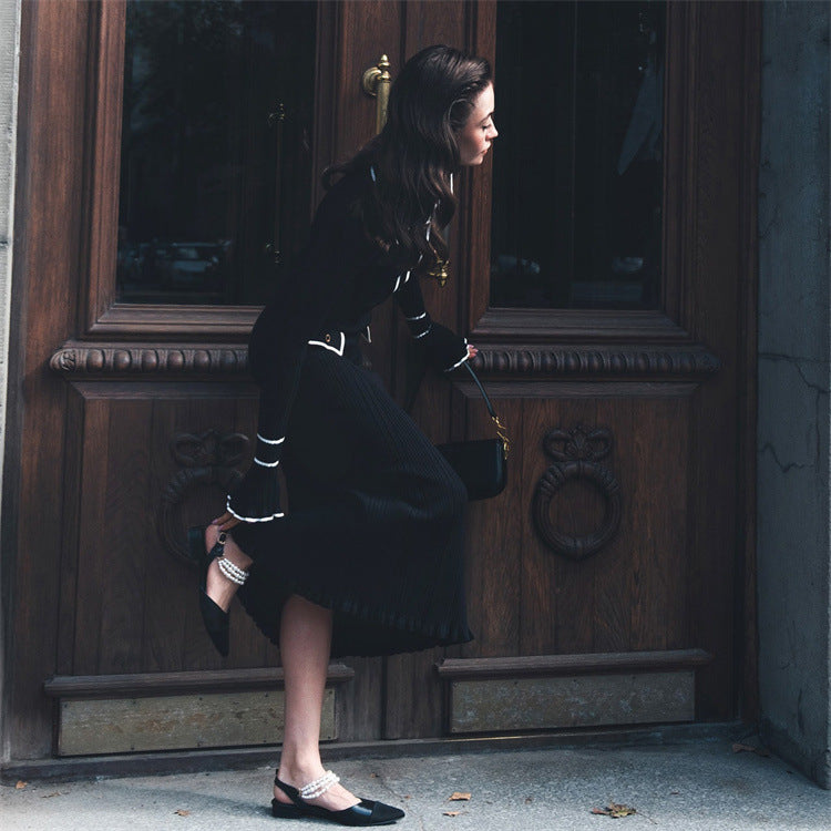 Beatrice Sutcliffe | Ribbed Knit Collared Midi Dress