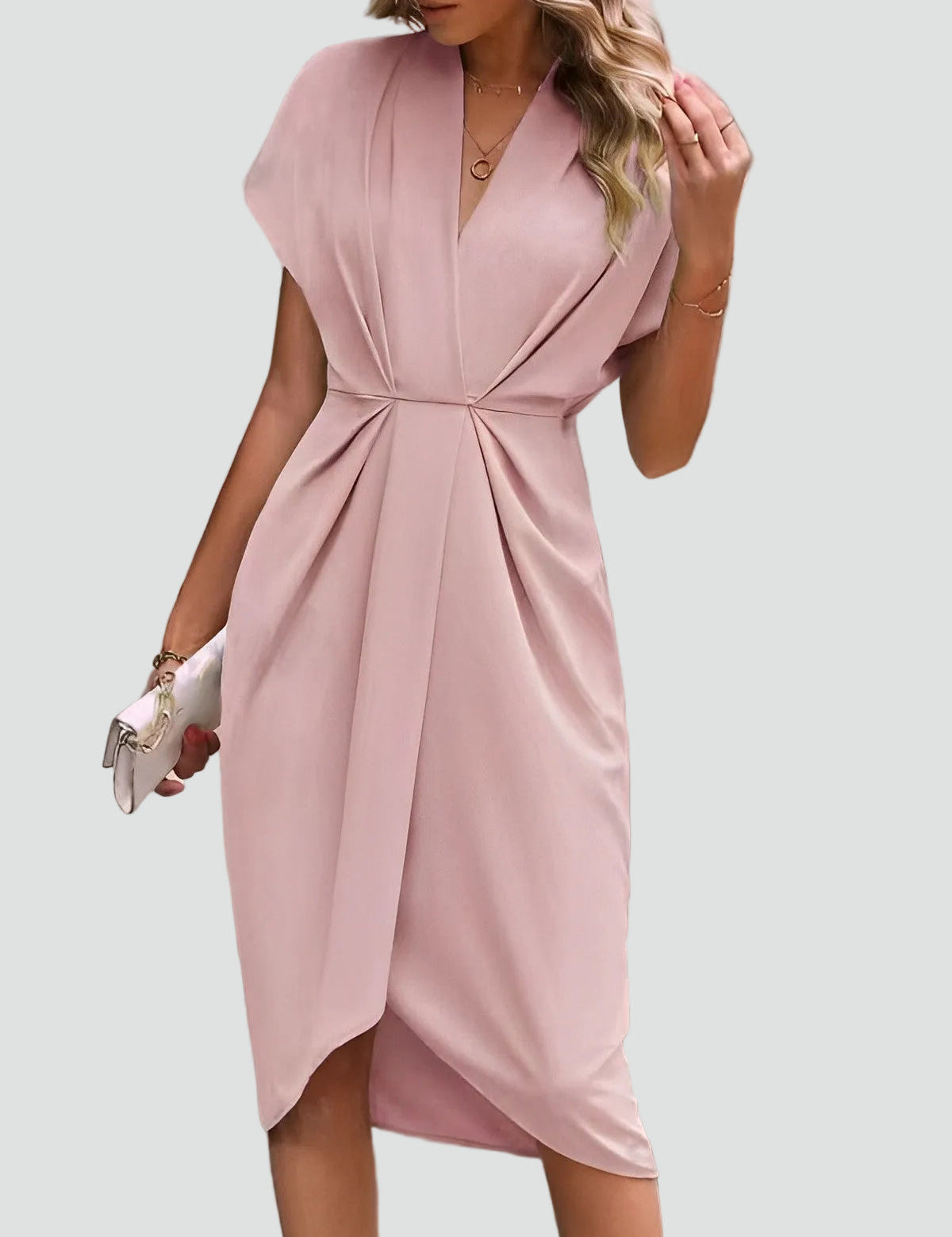 Camille Laurent | Elegant Wrap Midi Dress For Women