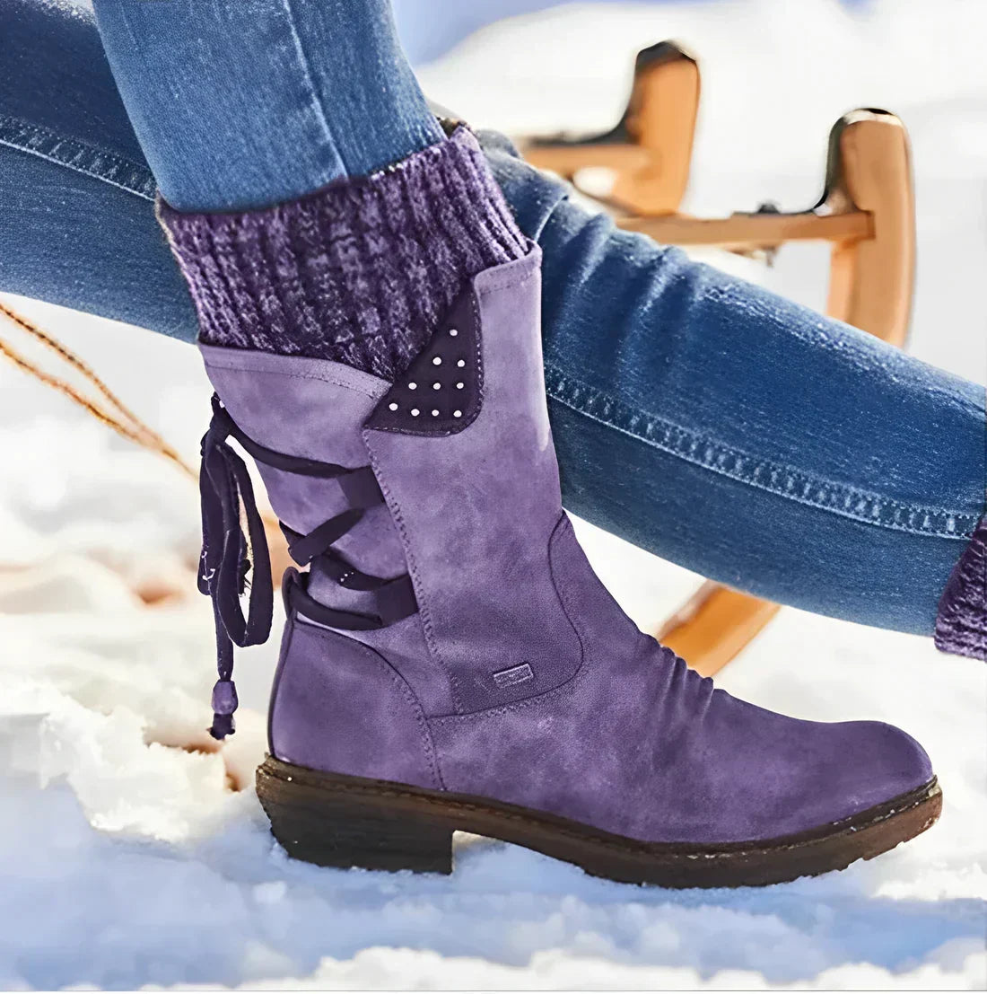 Niamh Lewis | Bottes d’hiver violettes en daim à lacets