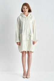 Phoebe Clarke | Navy Hooded Longline Raincoat with Drawstring Hem