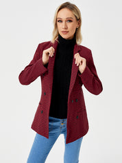 Charlotte Bennett | Houndstooth Work Jacket With Double-Breasted Lapel