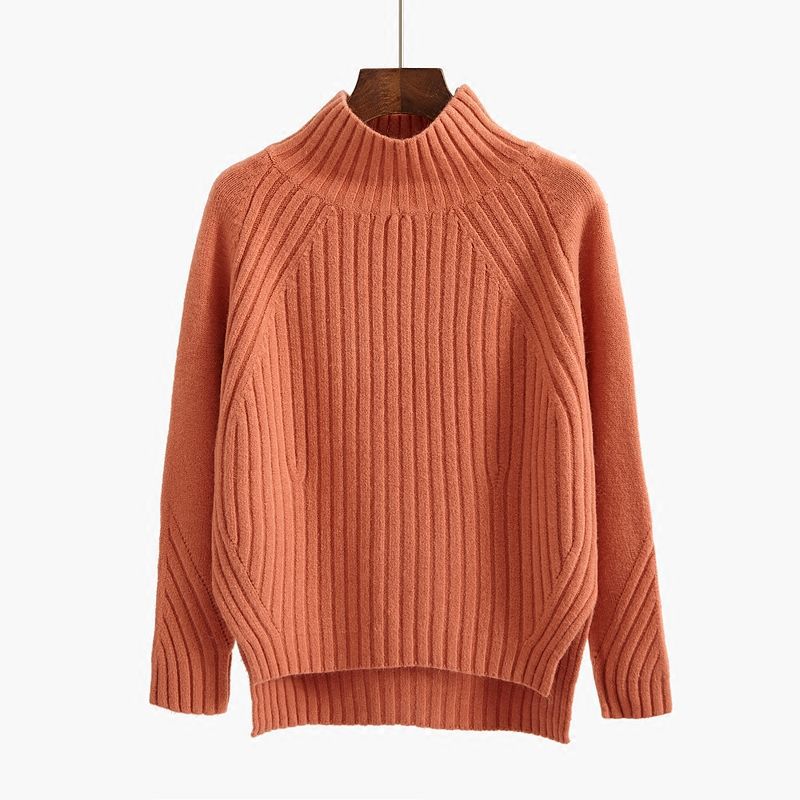 Cecily Morris | Ribbed Mock Neck Knit Sweater