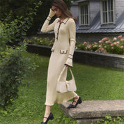 Beatrice Sutcliffe | Ribbed Knit Collared Midi Dress