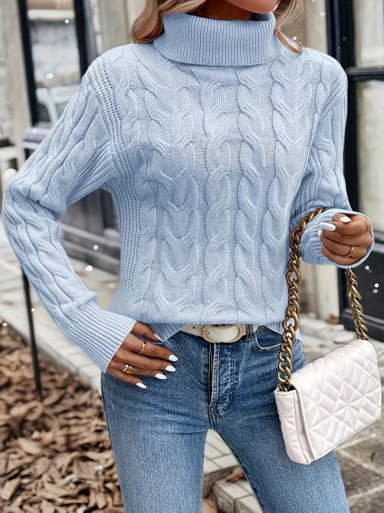 Freya Clarke | Cozy Cable-Knit Turtleneck Sweater