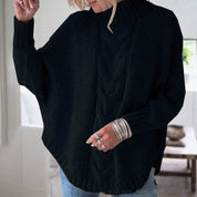 Hazel Chamberlain | Cable Knit Oversized Turtleneck Sweater