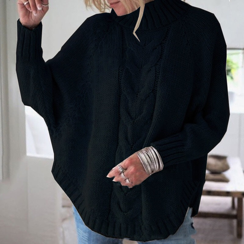 Hazel Chamberlain | Cable Knit Oversized Turtleneck Sweater