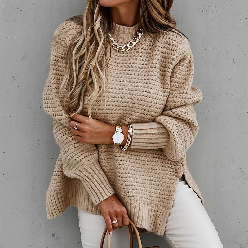 Catriona Mackenzie | Ribbed Knit Side-Slit Sweater