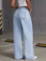 Renata Vosburgh | High-Waisted Wide-Leg Light Blue Denim Jeans