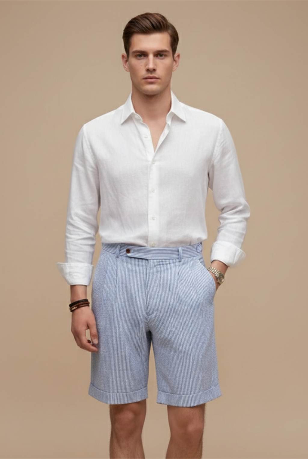 Oliver Kensington | Striped Tailored Shorts For Men