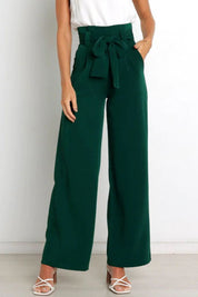 Isabelle Fontaine | Navy High Waist Paperbag Trousers with Bow Detail