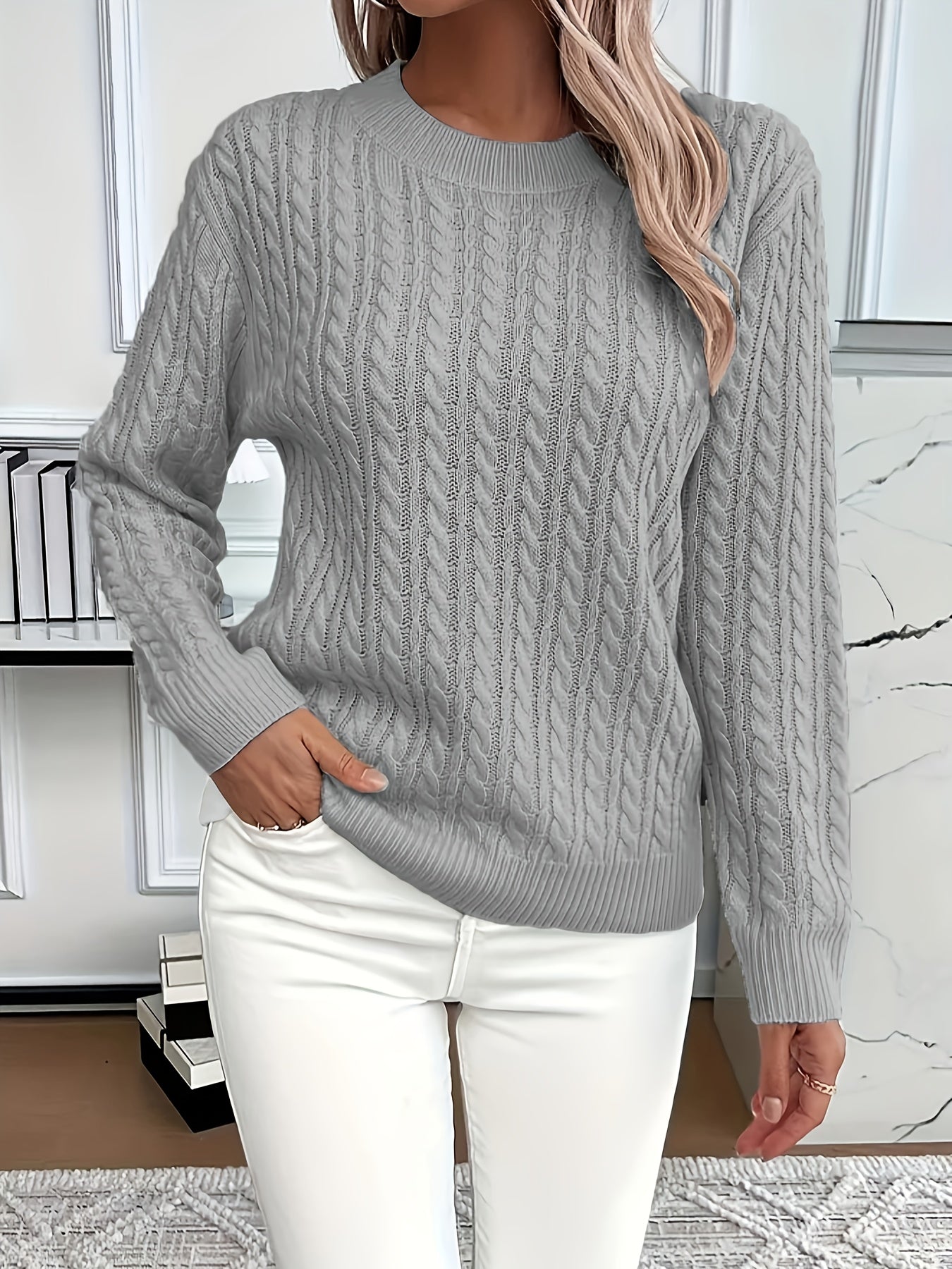 Louisa Bramley | Cable-Knit Round Neck Sweater
