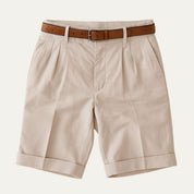 Reginald Ashford | Short chino habillé à plis couleur pierre