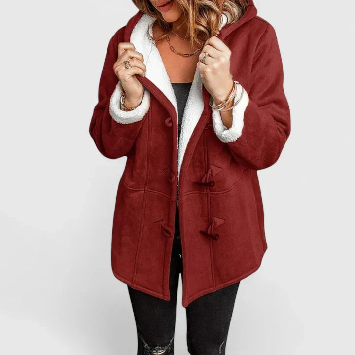 Eleanor Whitmore | Grey Shearling-Lined Hooded Coat