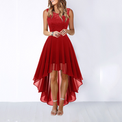 Vivienne Moreau | Burgundy High Low Cocktail Dress For Women