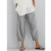 Dominique Lavarre | Linen Cropped Harem Pants in Khaki