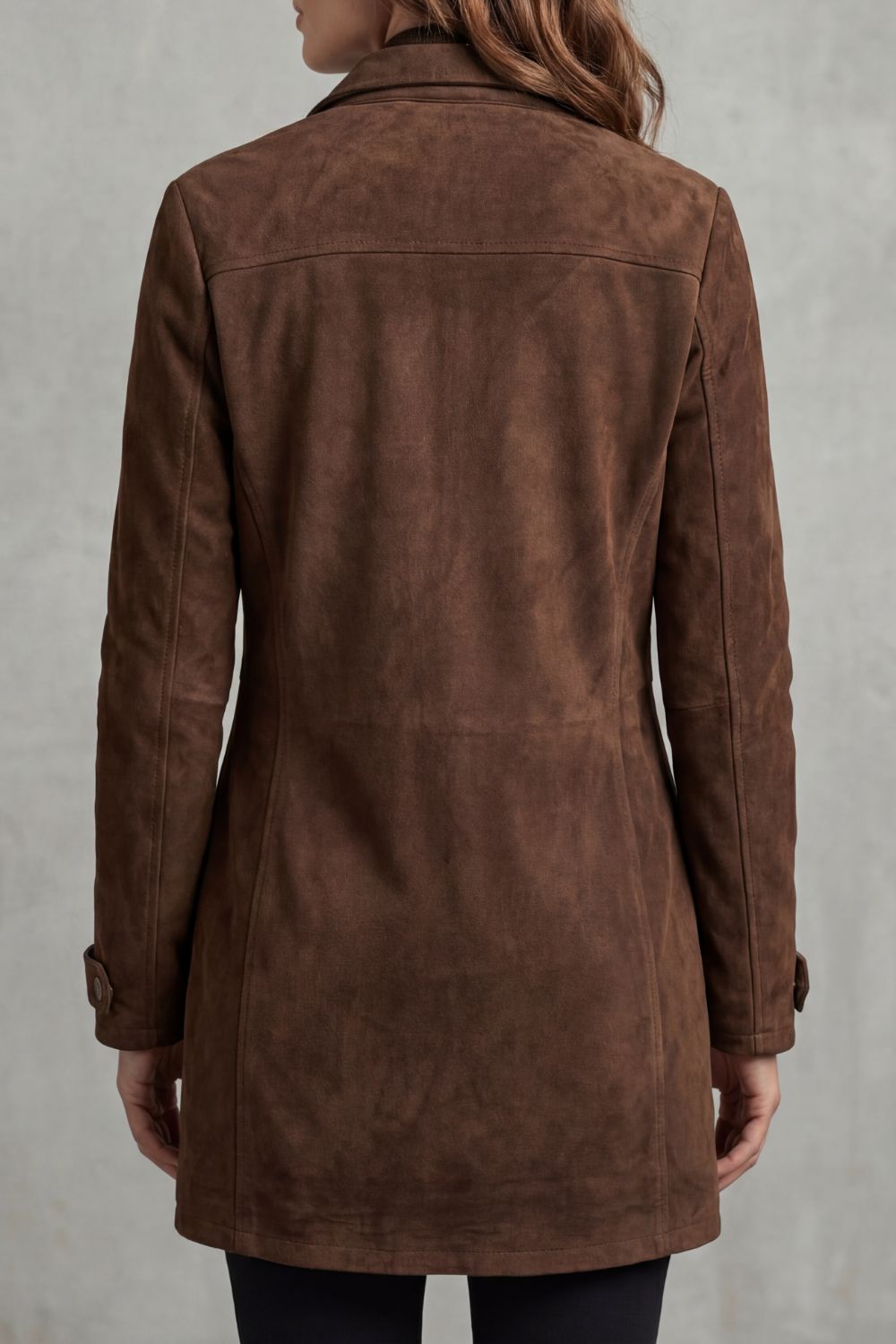 Georgina Cooper | Longline Suede-Effect Coat in Rich Brown