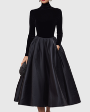 Marianne Whitfield | Robe habillée en velours satiné à encolure montante
