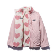Cecily Wilson | Heart Print Fleece Zip-Up Coat