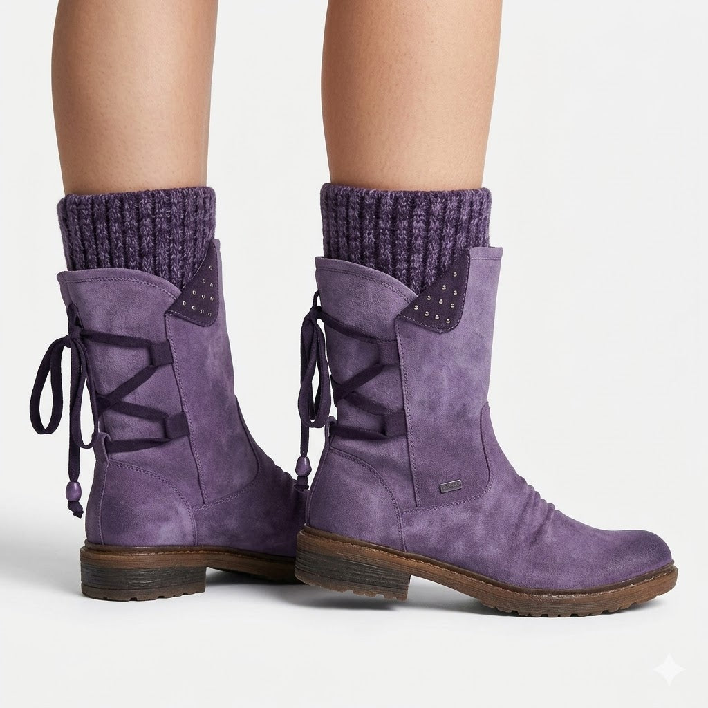 Niamh Lewis | Bottes d’hiver violettes en daim à lacets