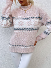 Bridget Faulkner | Cozy Snowflake Mock-Neck Sweater