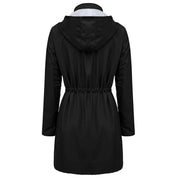 Grace Harrison | Hooded Drawstring Raincoat in Black, Khaki & Navy