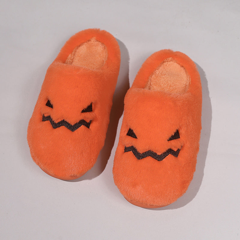 Citrouille grimaçante | Pantoufles d’Halloween citrouille pour femme