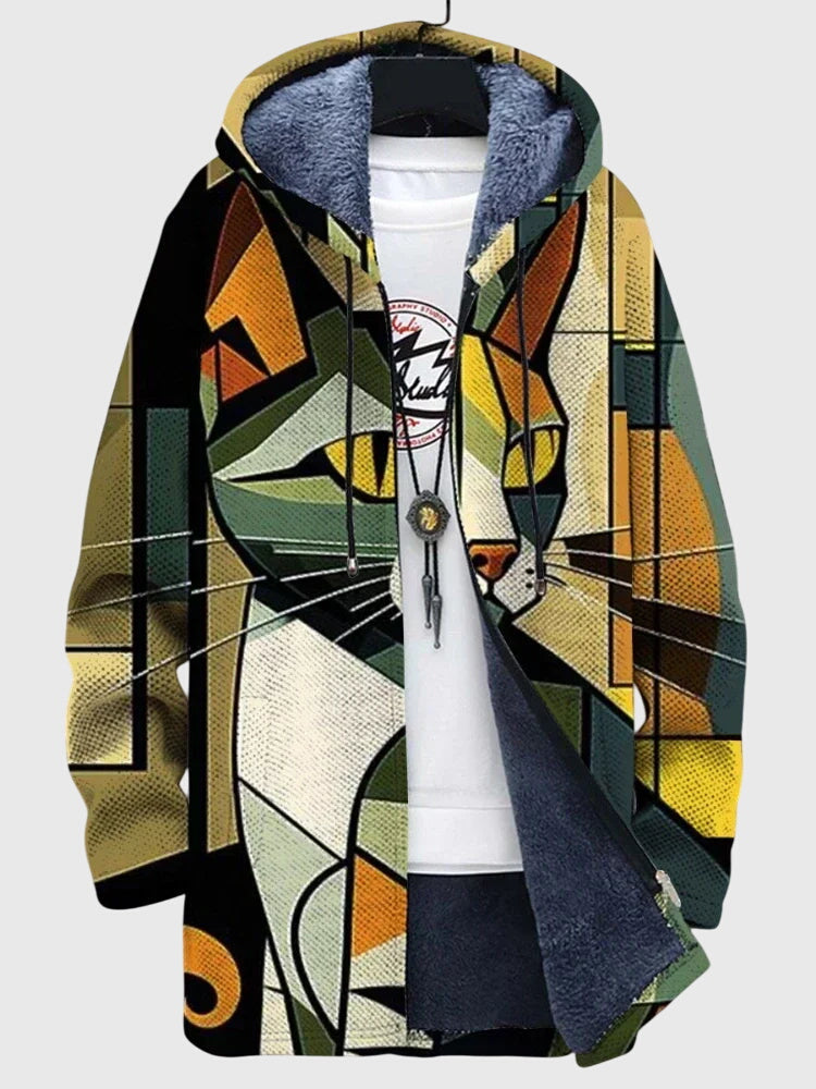 Rowan Ellicott | Mens Jacket With Artistic Cat Print