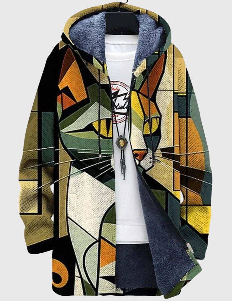 Rowan Ellicott | Mens Jacket With Artistic Cat Print