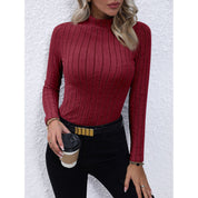 Isla Bennett | Ribbed Mock Neck Long Sleeve Knit Top